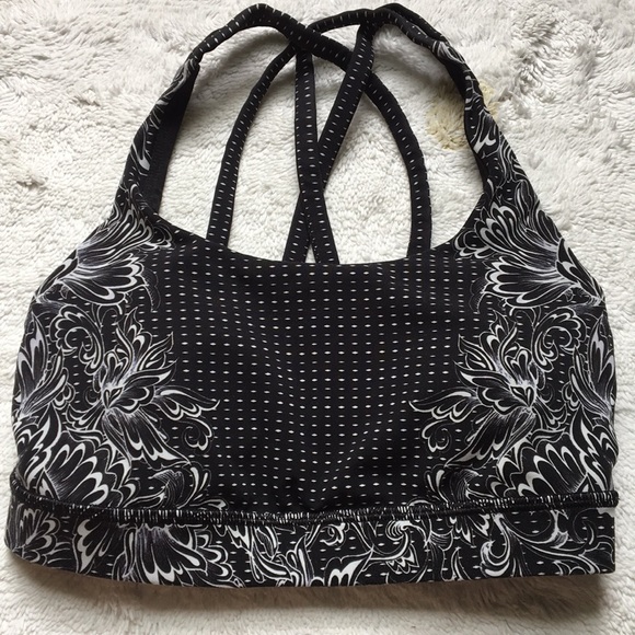 lululemon athletica Other - Lululemon EUC Energy Bra Sz 2 Black & White Flora